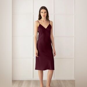 H&M Burgundy Maroon Satin Effect Slip Dress